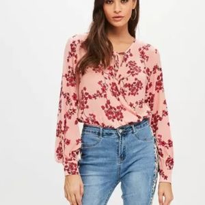 Pink Floral Long Sleeve Bodysuit